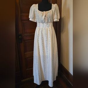 SHEIN Cream Maxi Dress with Light Blue Floral Stripes